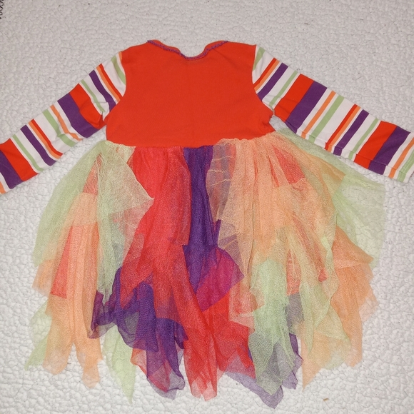 5 for $10 Bonnie Baby Colorful Striped Sleeve Fluffy Thanksgiving Dress 12M - Picture 5 of 6
